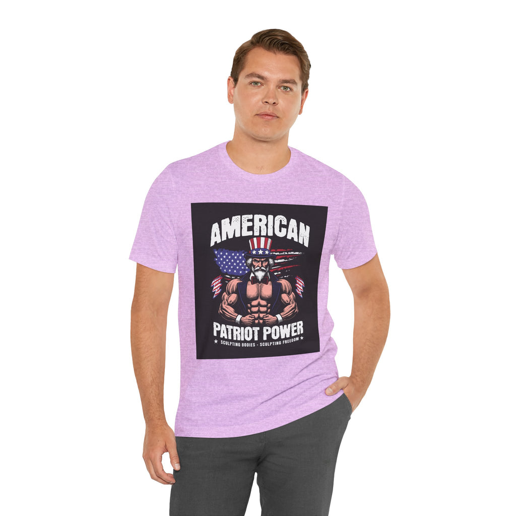 Patriot Power T-Shirt — American Flag Uncle Sam Muscle Graphic Tee