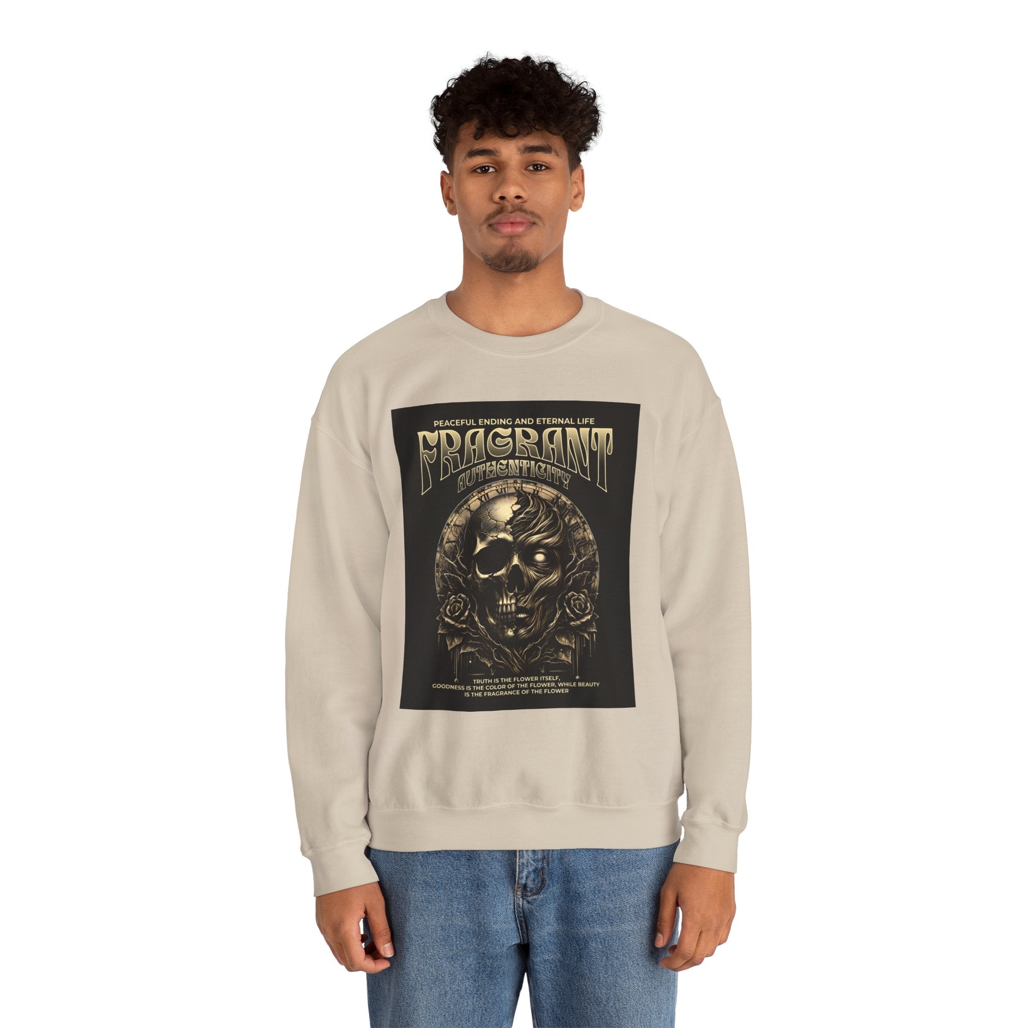 Skull & Roses Crewneck Sweatshirt — “Decrepit” Gothic Graphic