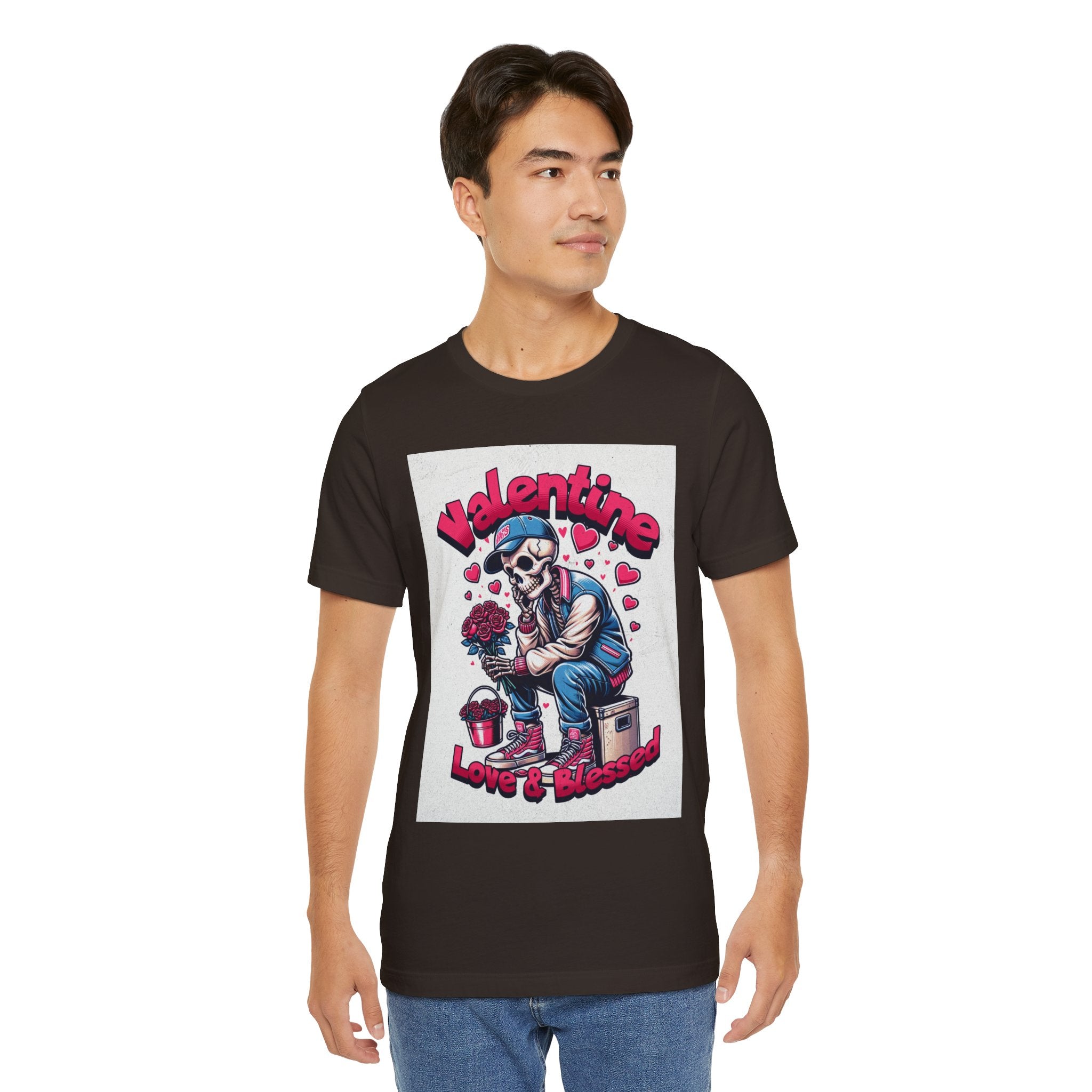 Valentine Skull T-Shirt – "Love & Blessed" Gothic Valentine Tee