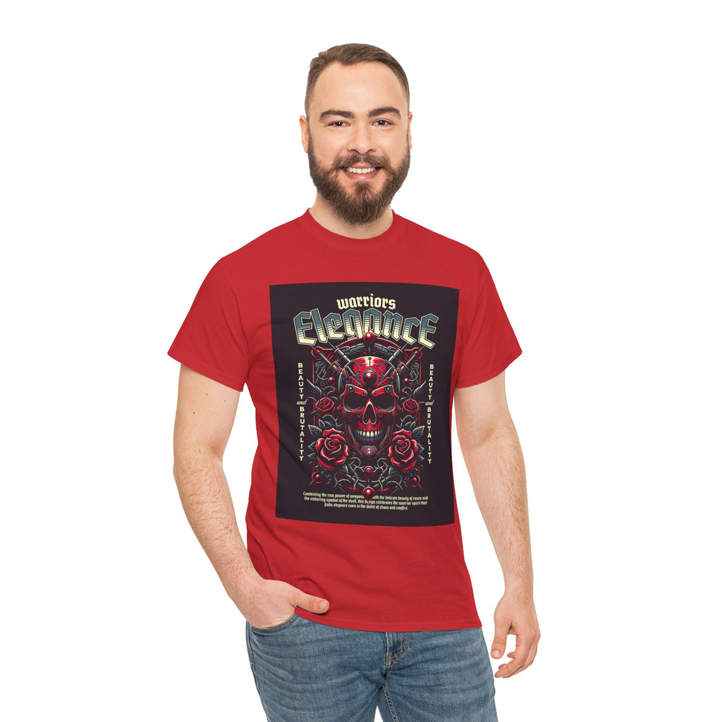 Warriors Electric Skull T‑Shirt — Red Skull & Roses Rock Graphic Tee