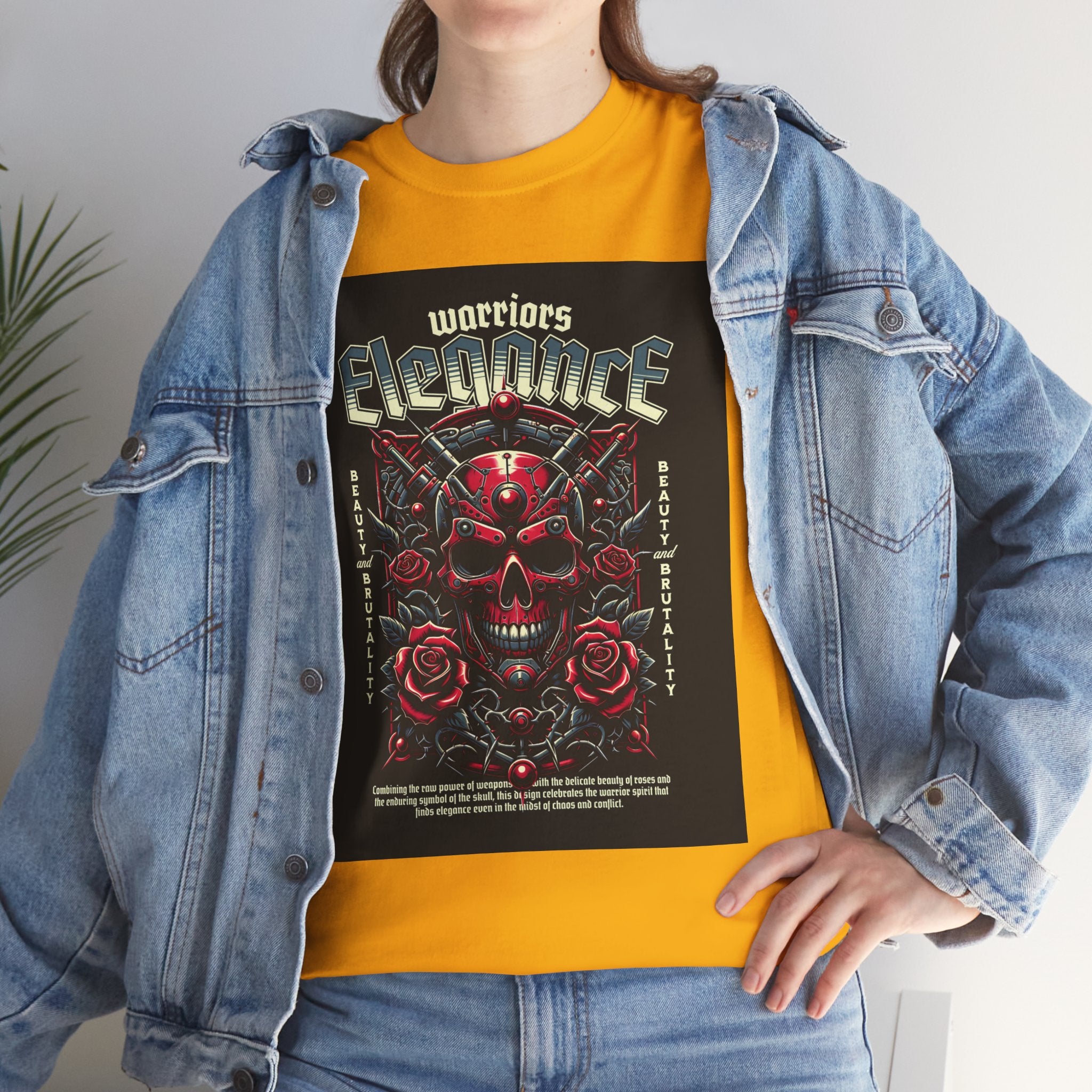 Warriors Electric Skull T‑Shirt — Red Skull & Roses Rock Graphic Tee