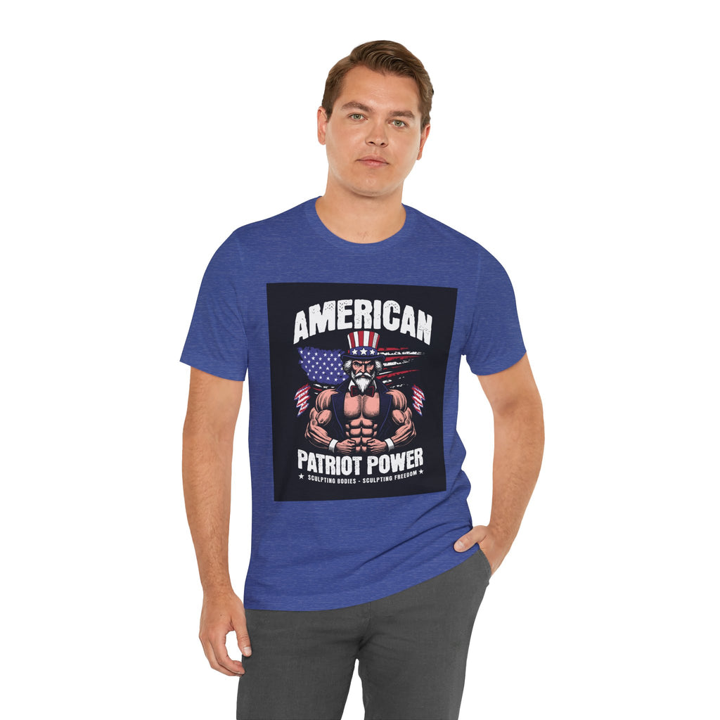 Patriot Power T-Shirt — American Flag Uncle Sam Muscle Graphic Tee