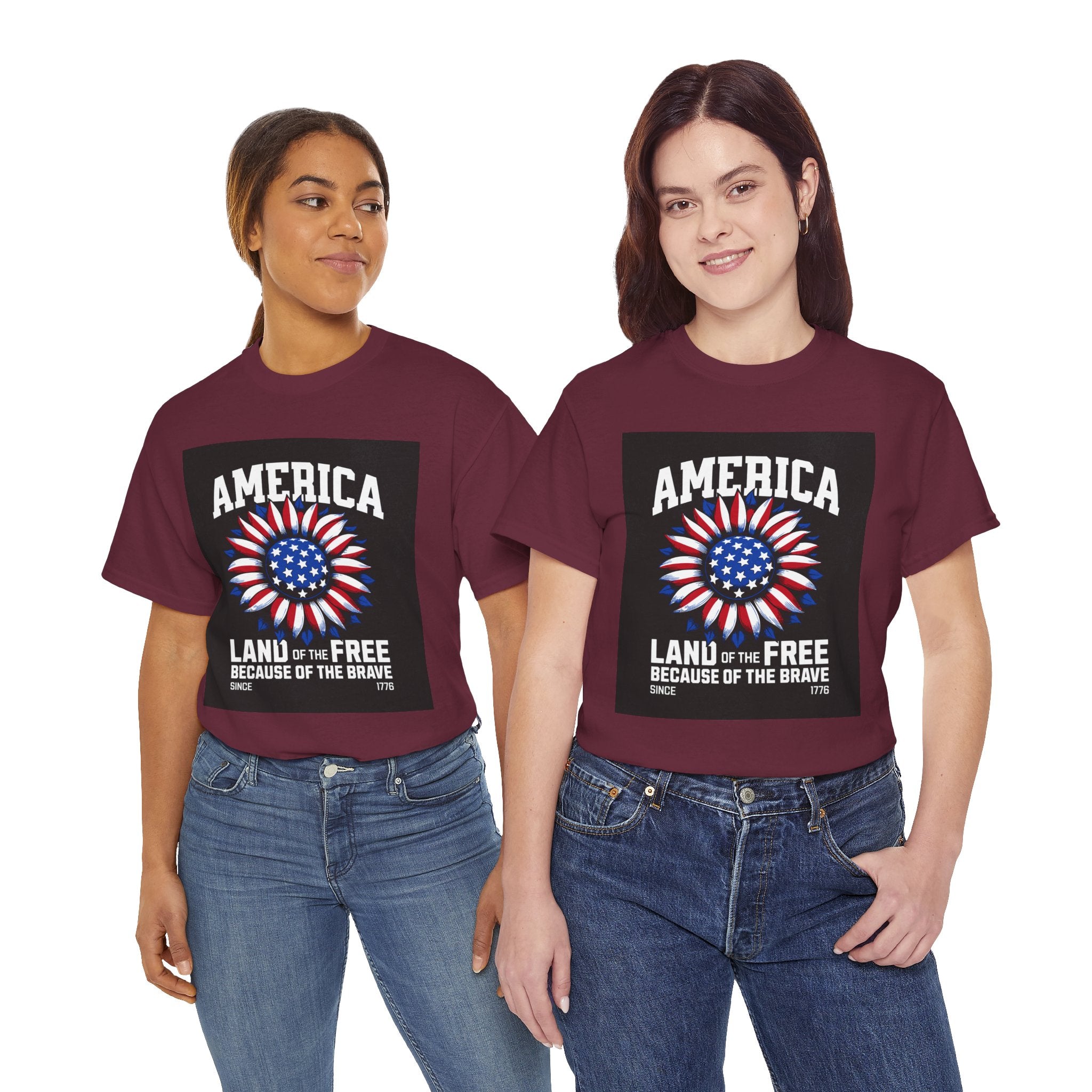 Patriotic America Tee — "Land of the Free Because of the Brave" Cotton T-Shirt