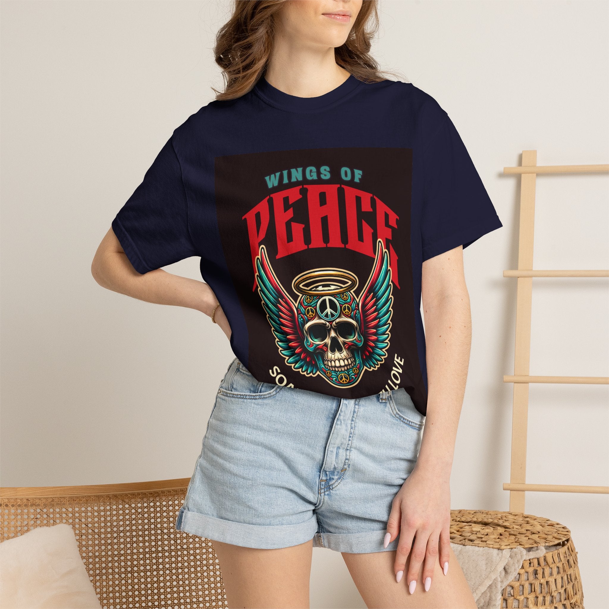 Wings of Peace Skull T-Shirt — "Soar Above With Love" Vintage Graphic Tee