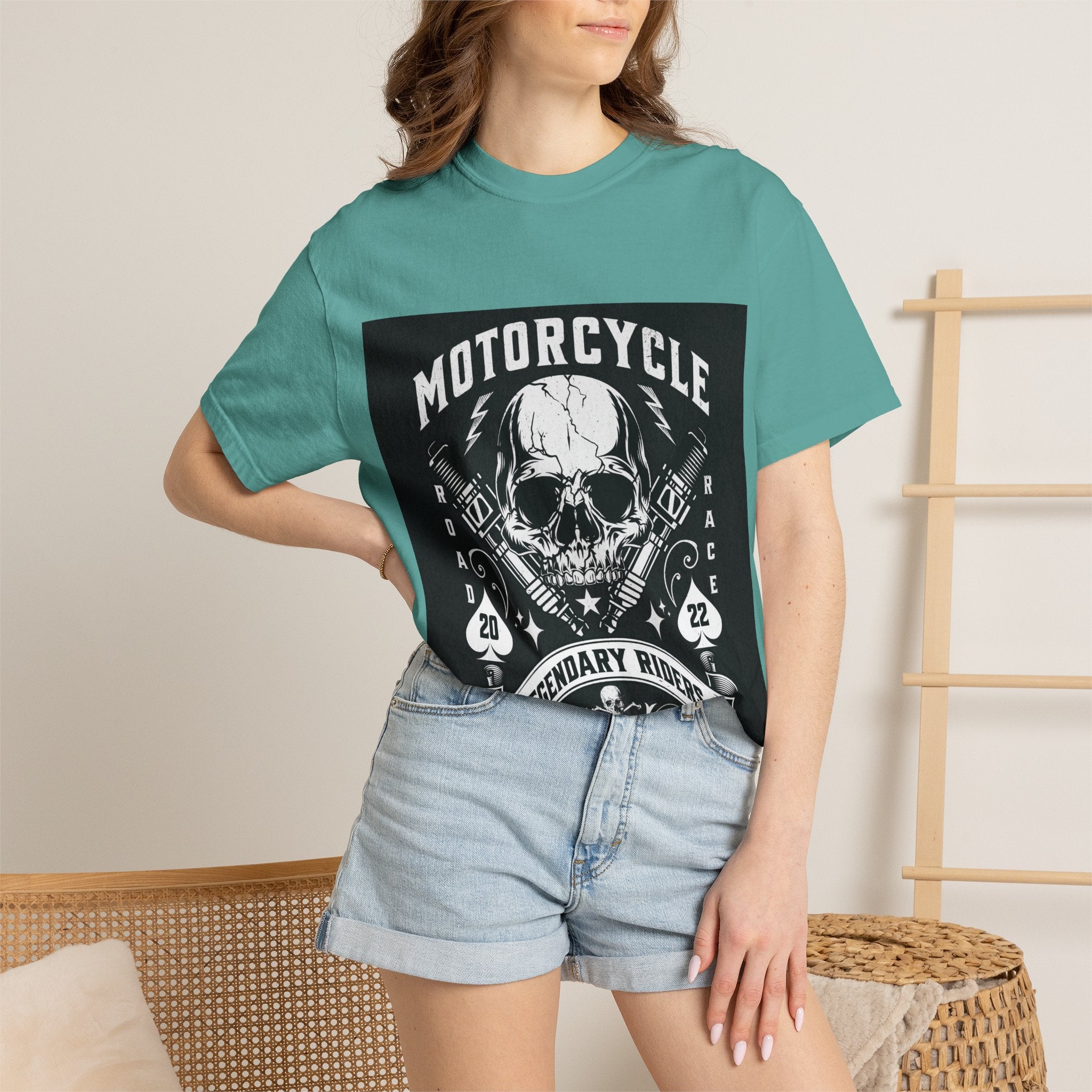 Motorcycle Skull Tee — "Legendary Riders" Vintage Biker Graphic T-Shirt