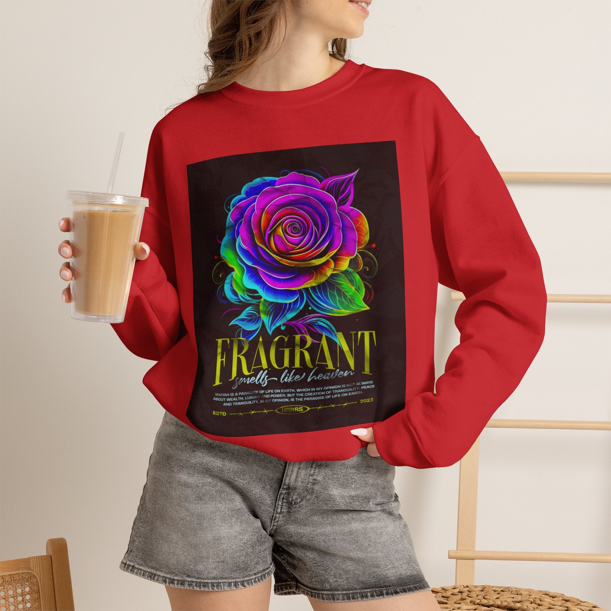 Fluorescent Rose “Fragrant” Crewneck Sweatshirt