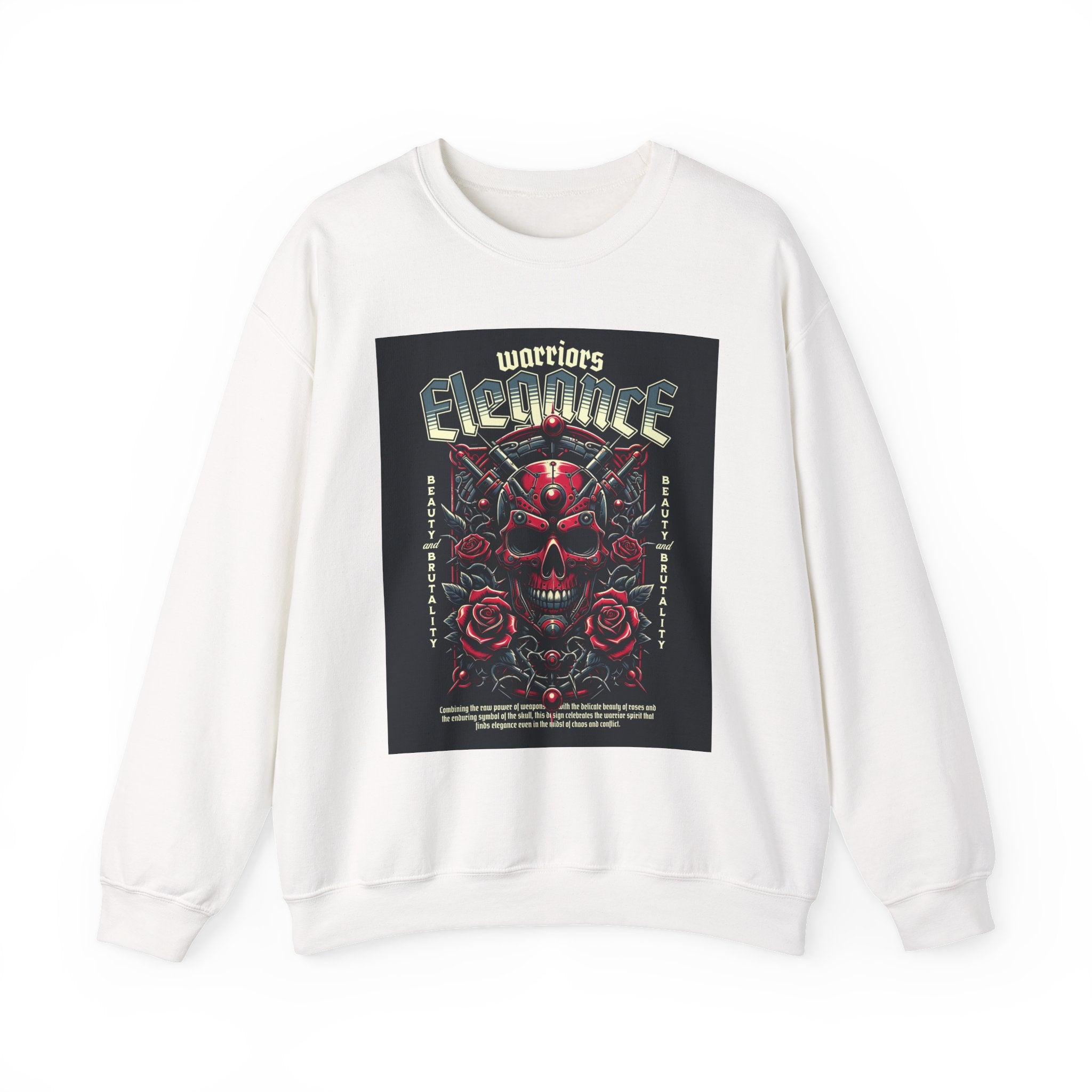 Crewneck Sweatshirt – "Warriors Electric" Skull & Roses Graphic