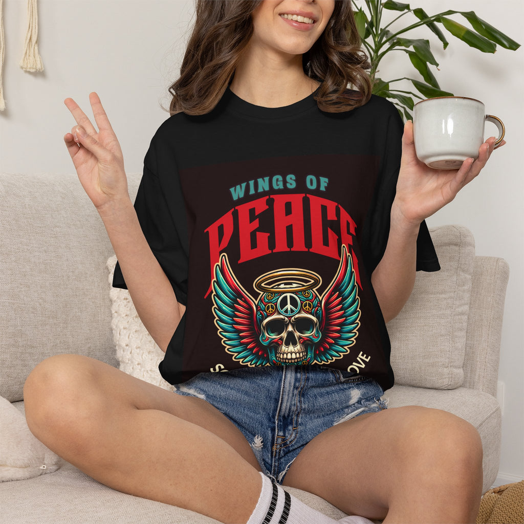 Wings of Peace Skull T-Shirt — "Soar Above With Love" Vintage Graphic Tee
