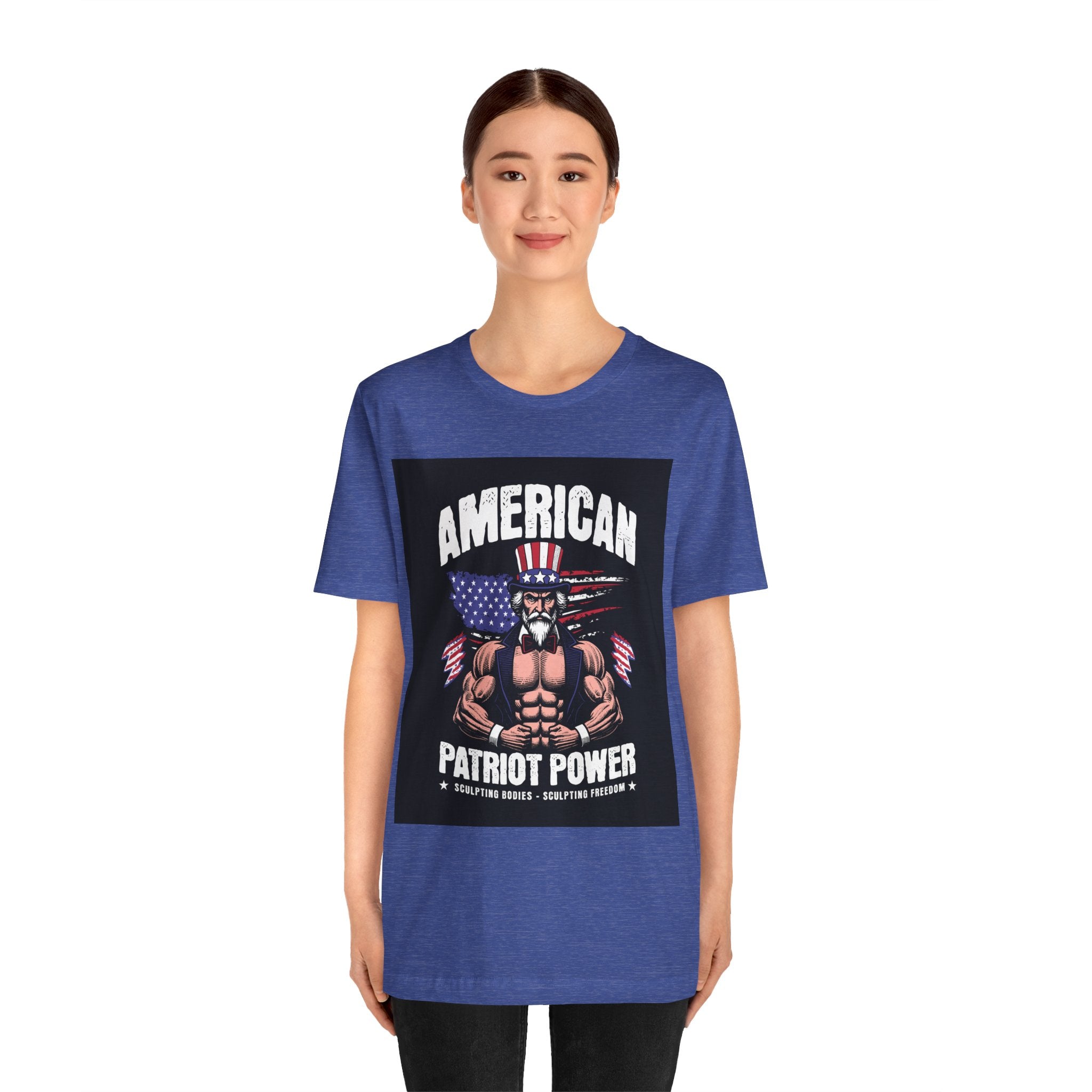 Patriot Power T-Shirt — American Flag Uncle Sam Muscle Graphic Tee