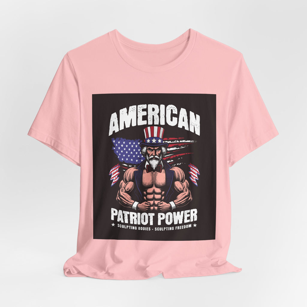 Patriot Power T-Shirt — American Flag Uncle Sam Muscle Graphic Tee