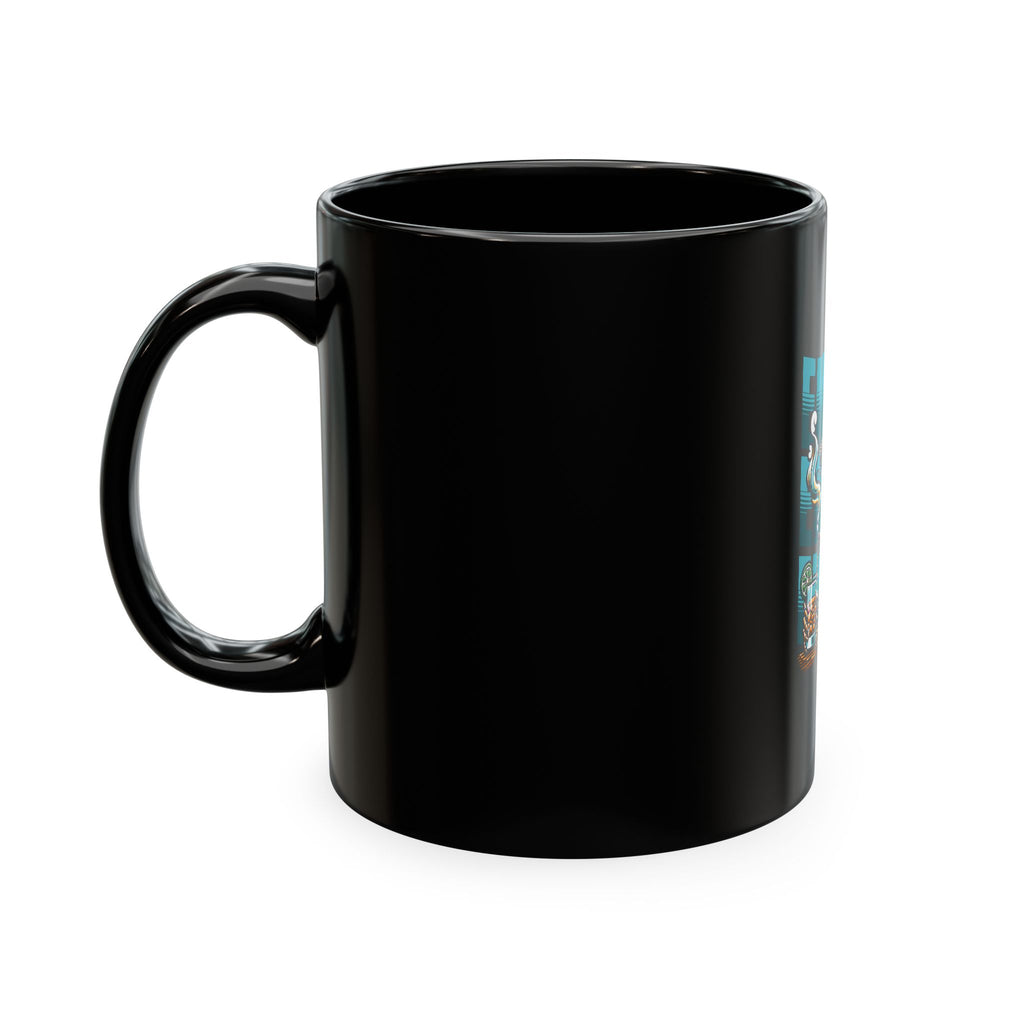 Skull 'Energy' Ceramic Coffee Mug — Retro Skeleton with Drink Design