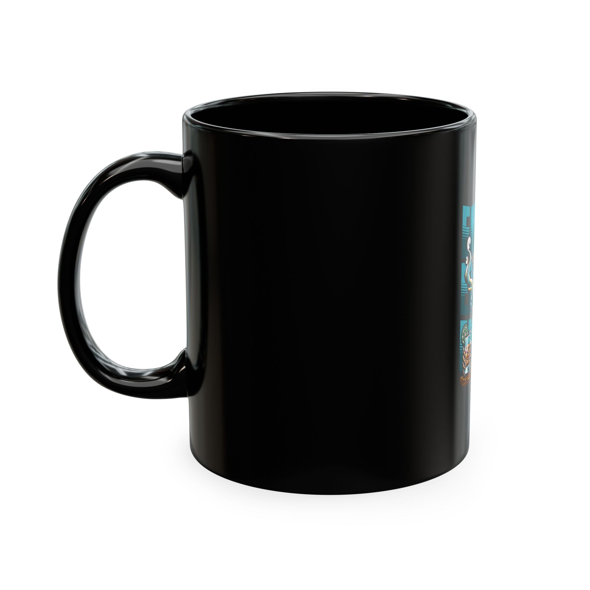 Skull 'Energy' Ceramic Coffee Mug — Retro Skeleton with Drink Design