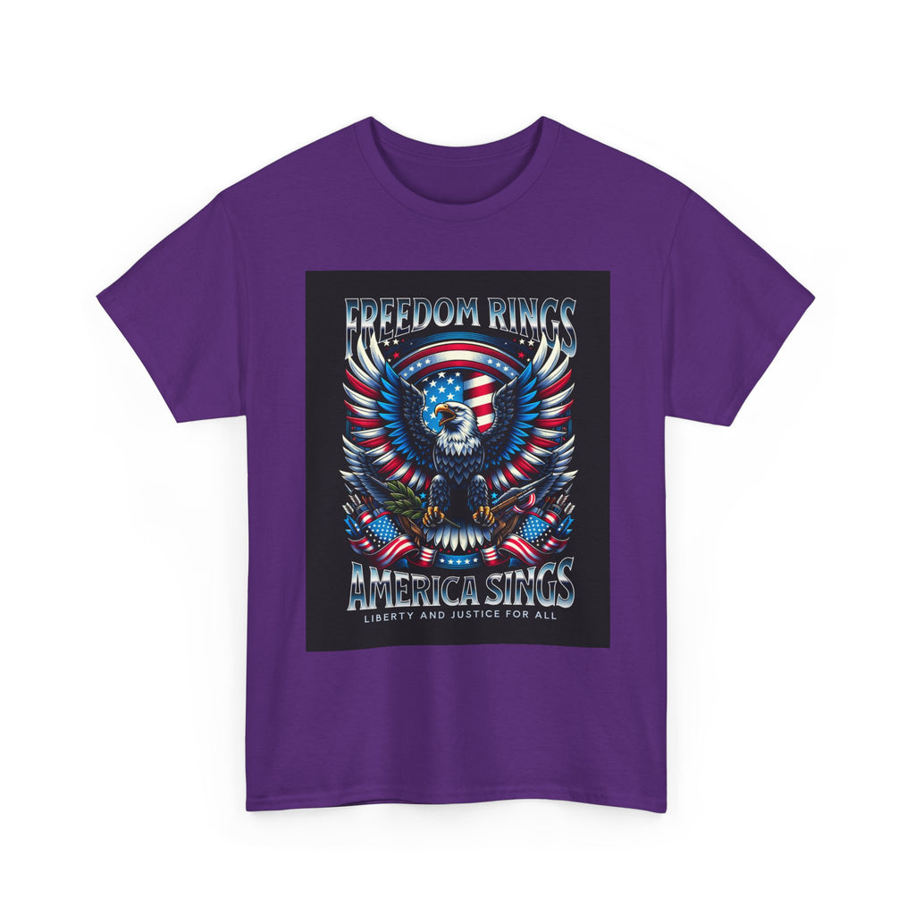 Eagle & American Flag Tee — "Freedom Rings, America Sings" Patriotic T-Shirt