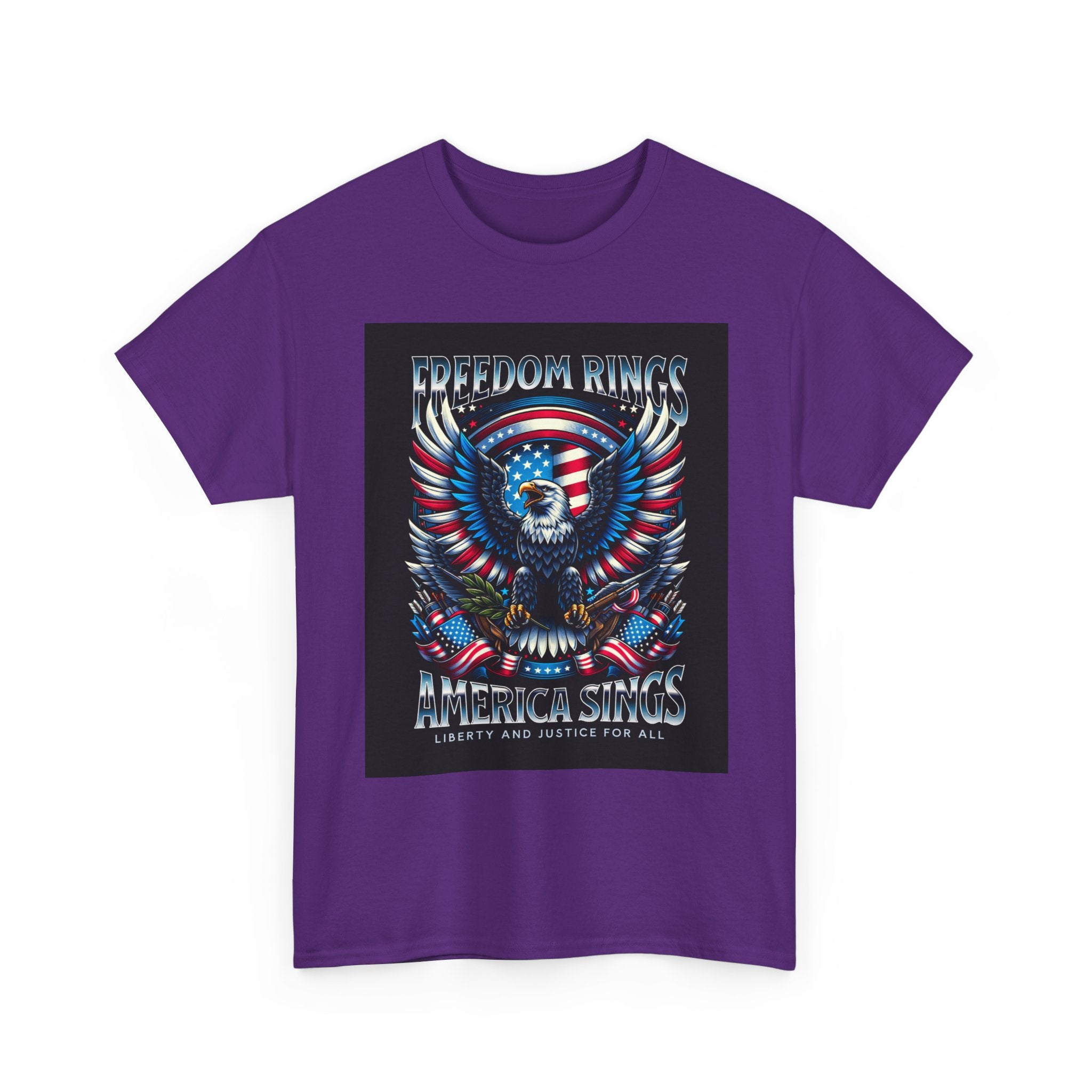 Eagle & American Flag Tee — "Freedom Rings, America Sings" Patriotic T-Shirt