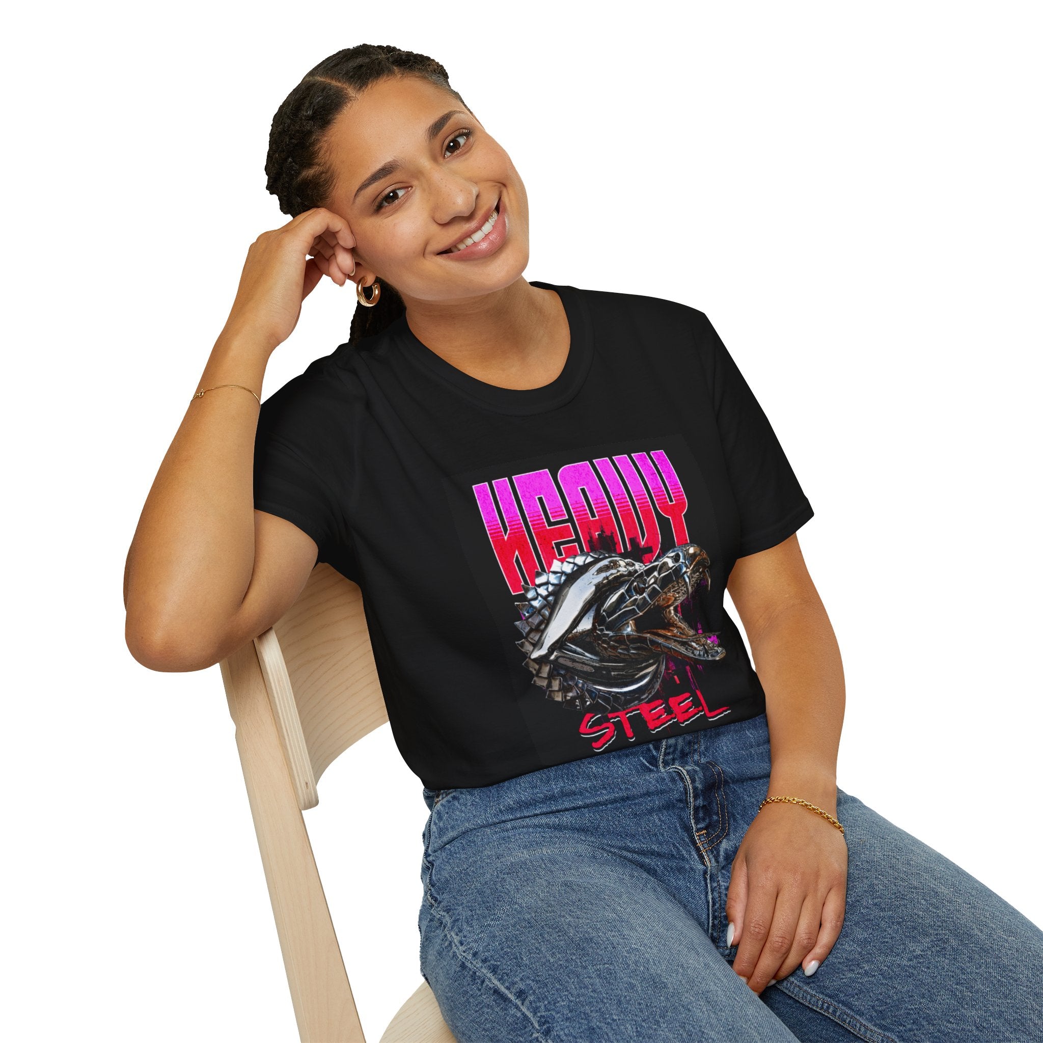 Heavy Steel T-Shirt — Retro Motorcycle Skull Graphic Tee