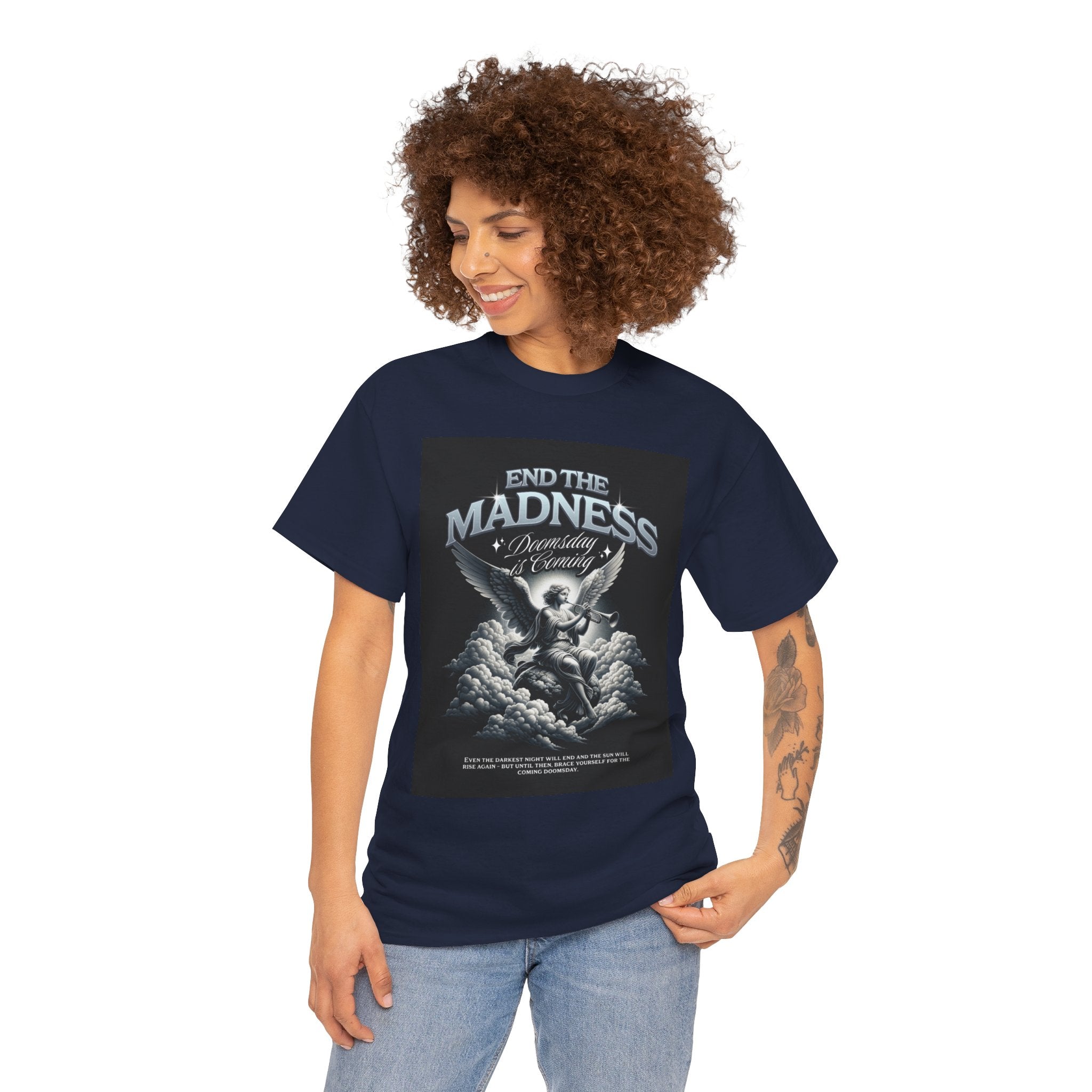 End the Madness Angel Graphic Tee — Vintage Gothic Band-Style T-Shirt
