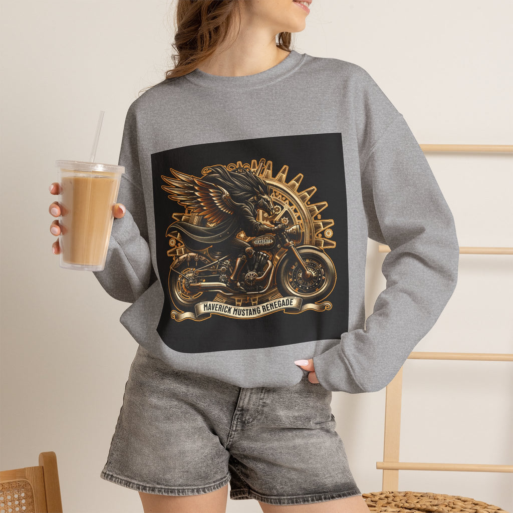 Motorcycle Eagle Crewneck Sweatshirt – "Liberty Rider" Vintage Biker Graphic