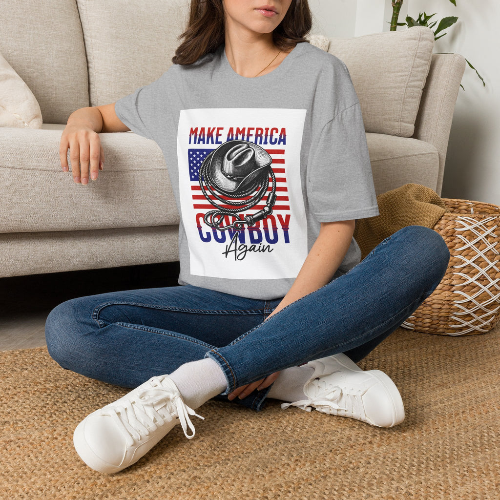 Make America Cowboy Again T-Shirt — Patriotic Western Flag Tee