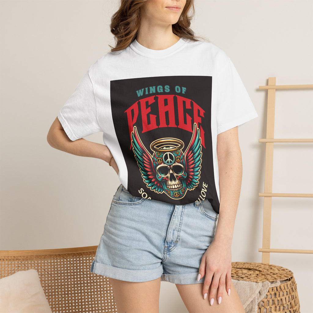 Wings of Peace Skull T-Shirt — "Soar Above With Love" Vintage Graphic Tee