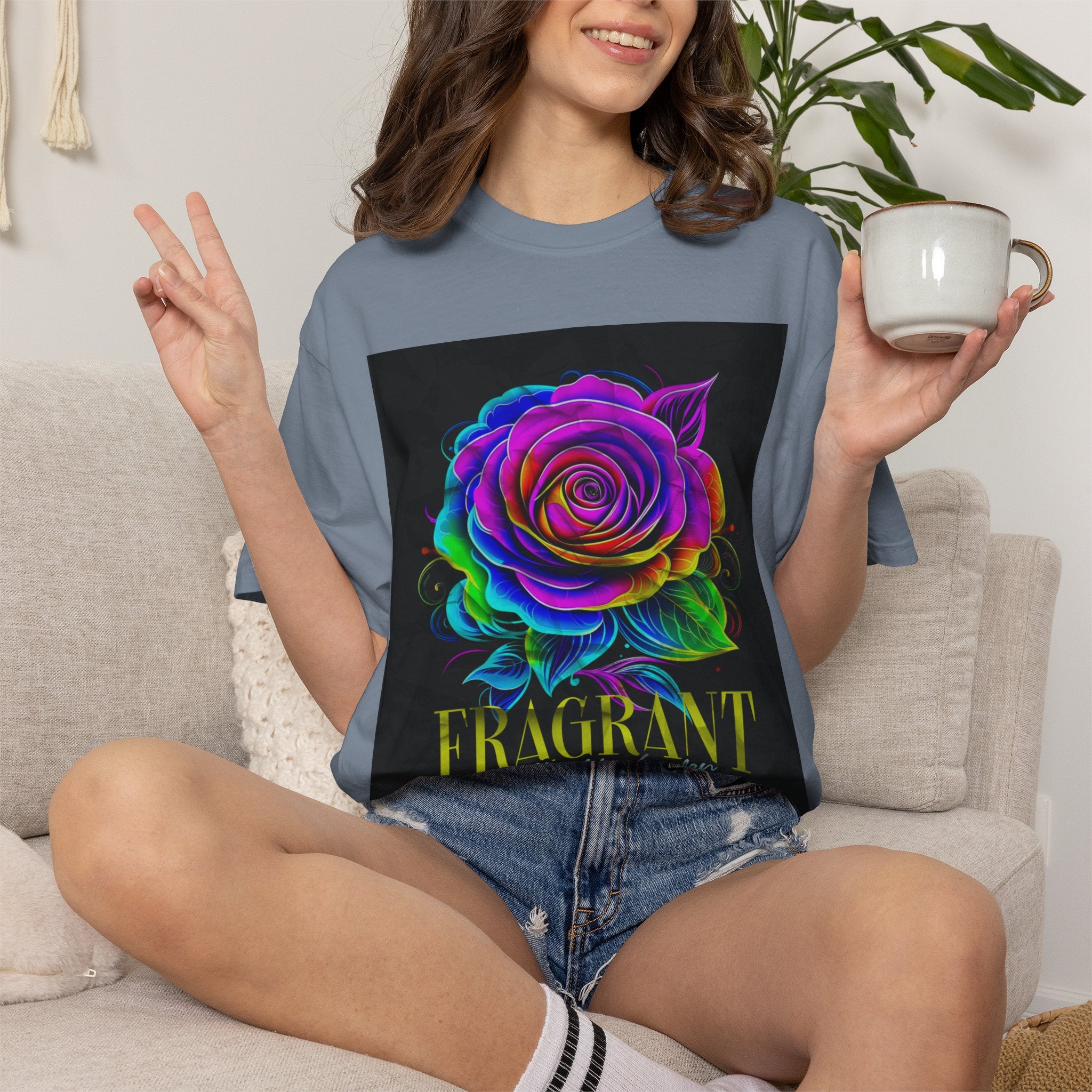Fragrant Rainbow Rose T-Shirt — Vibrant Floral Graphic Tee