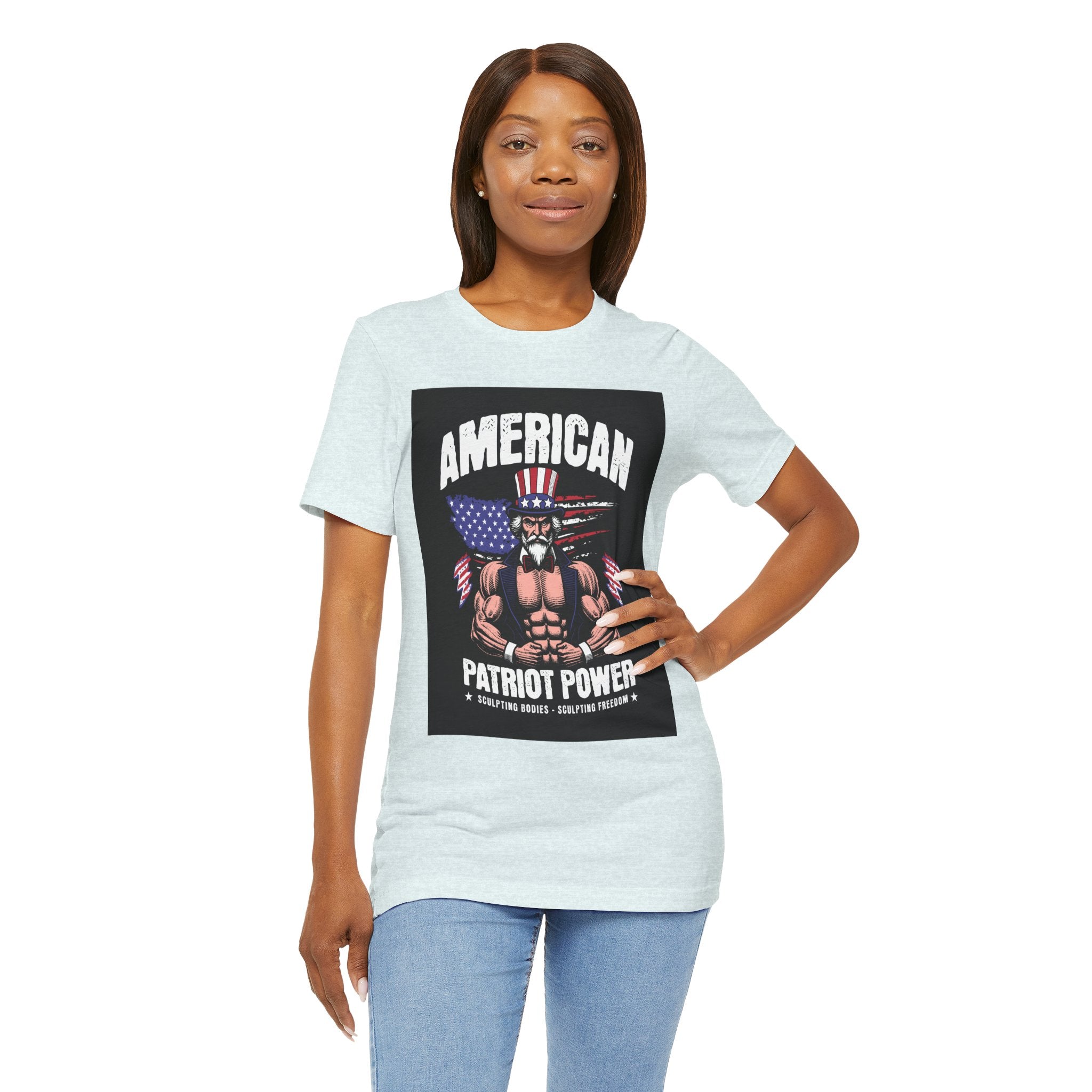 Patriot Power T-Shirt — American Flag Uncle Sam Muscle Graphic Tee