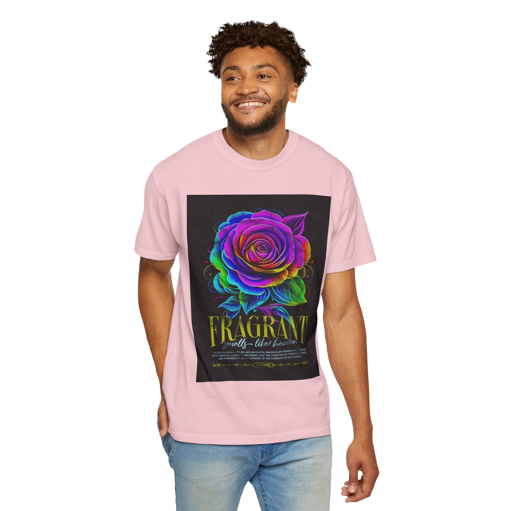 Fragrant Rainbow Rose T-Shirt — Vibrant Floral Graphic Tee