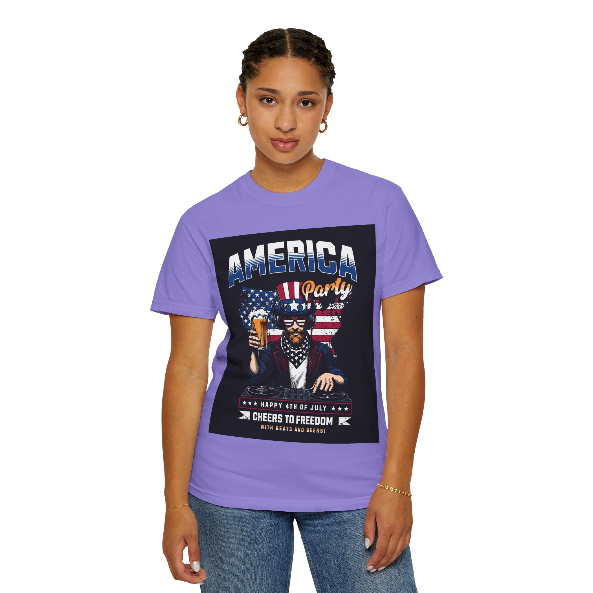 America Party T-Shirt — Cheers to Freedom 4th of July Patriotic Tee
