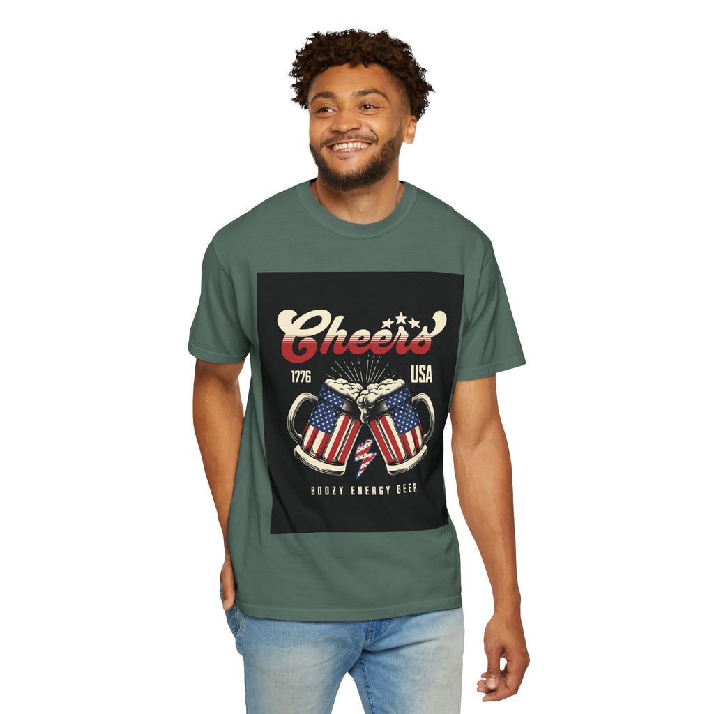 Cheers USA T-Shirt — Patriotic Beer Mugs Graphic Tee (1776)