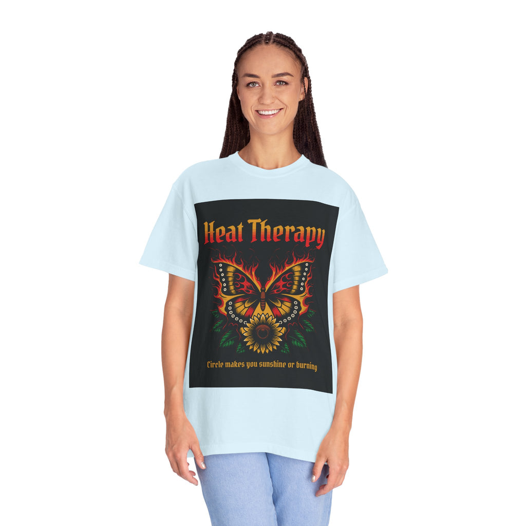 Heat Therapy Butterfly T-Shirt — Retro Floral Sunflower Design
