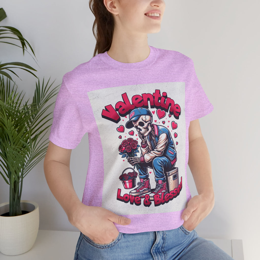 Valentine Skull T-Shirt – "Love & Blessed" Gothic Valentine Tee