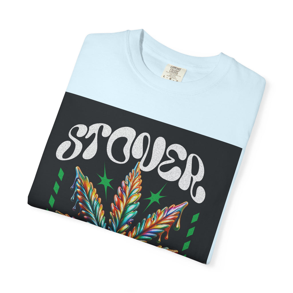 T-Shirt — Stover "Grow Your Own Serenity" Colorful Cannabis Leaf Graphic