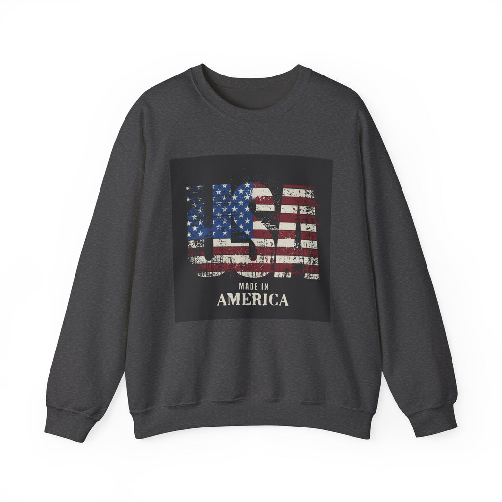 Made in America Flag Crewneck Sweatshirt — USA Vintage Patriotic Pullover