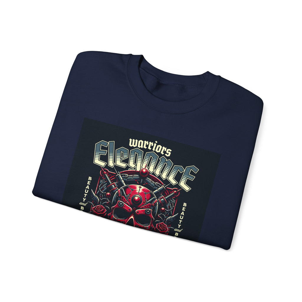 Crewneck Sweatshirt – "Warriors Electric" Skull & Roses Graphic