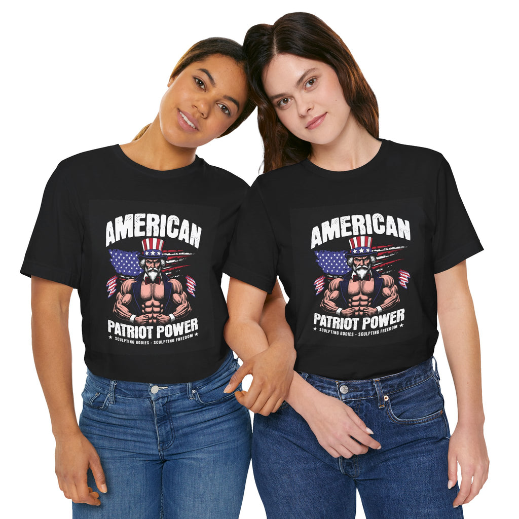 Patriot Power T-Shirt — American Flag Uncle Sam Muscle Graphic Tee