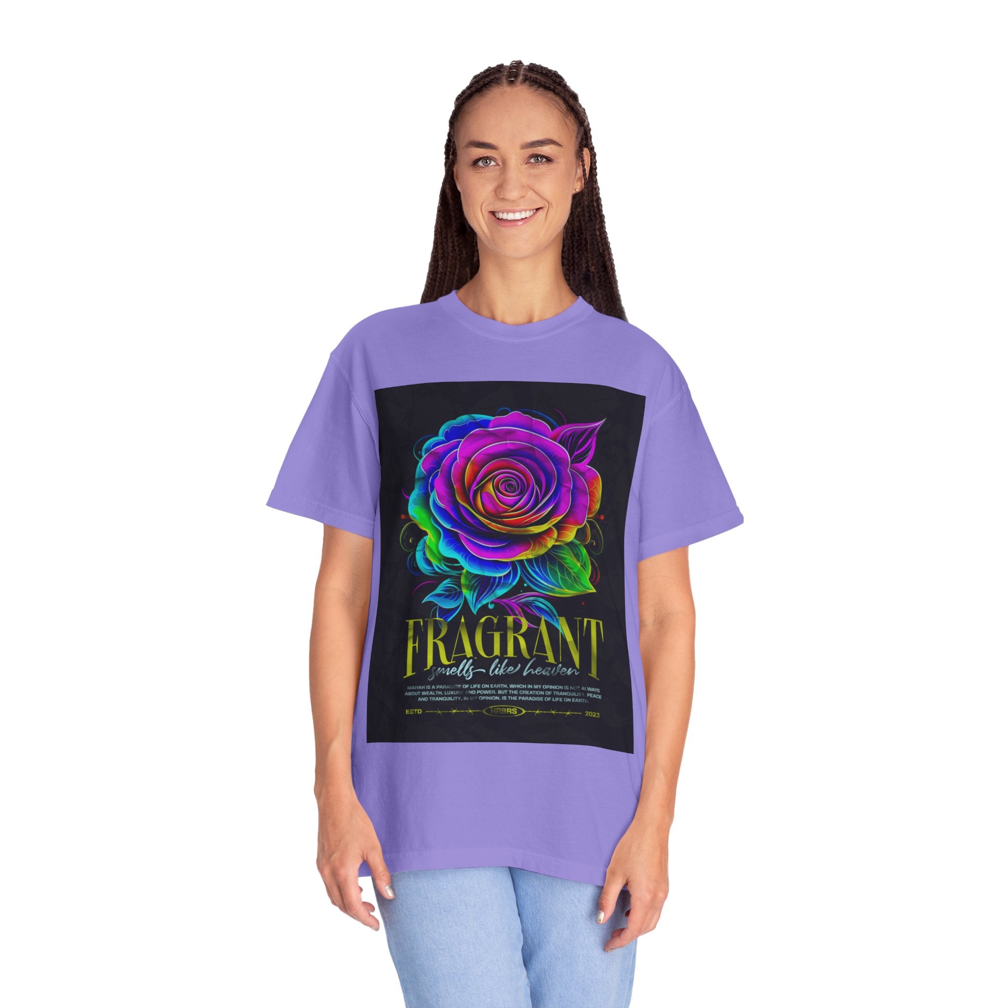 Fragrant Rainbow Rose T-Shirt — Vibrant Floral Graphic Tee