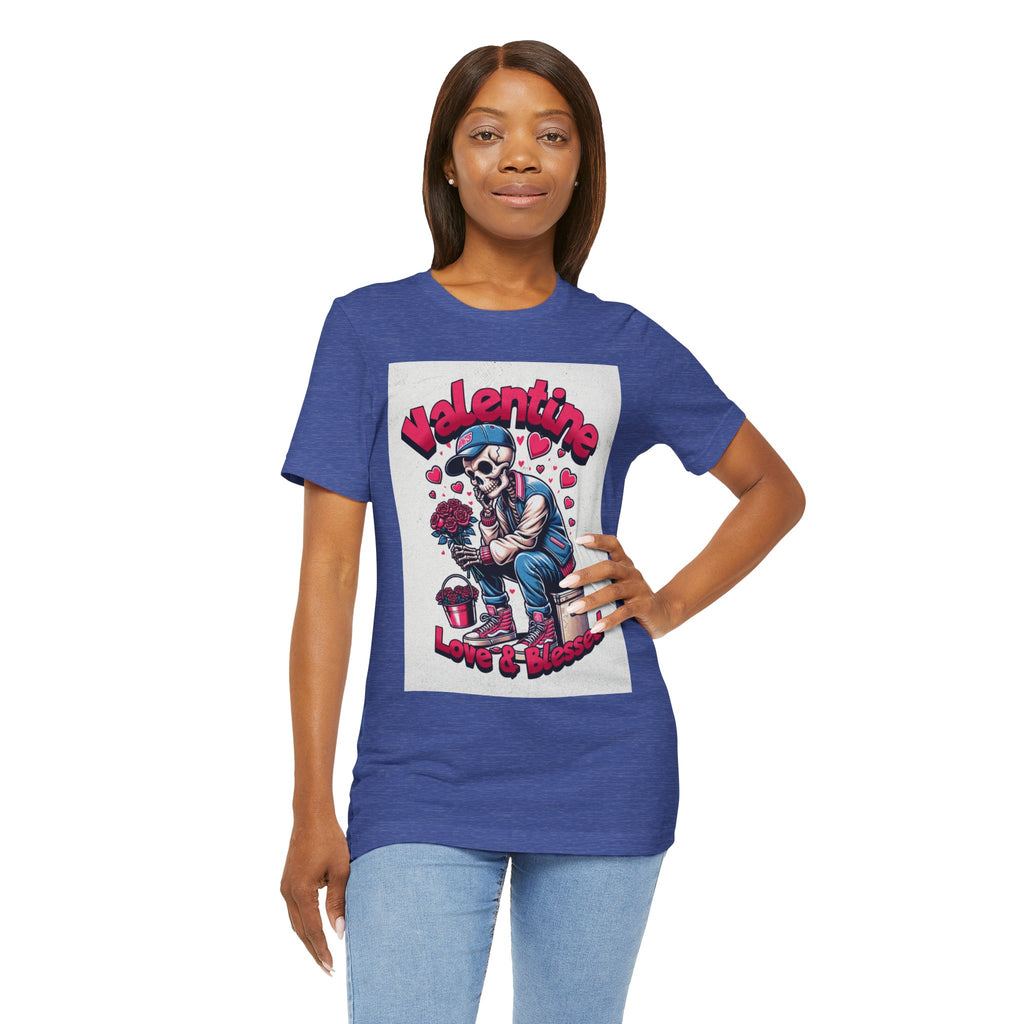 Valentine Skull T-Shirt – "Love & Blessed" Gothic Valentine Tee
