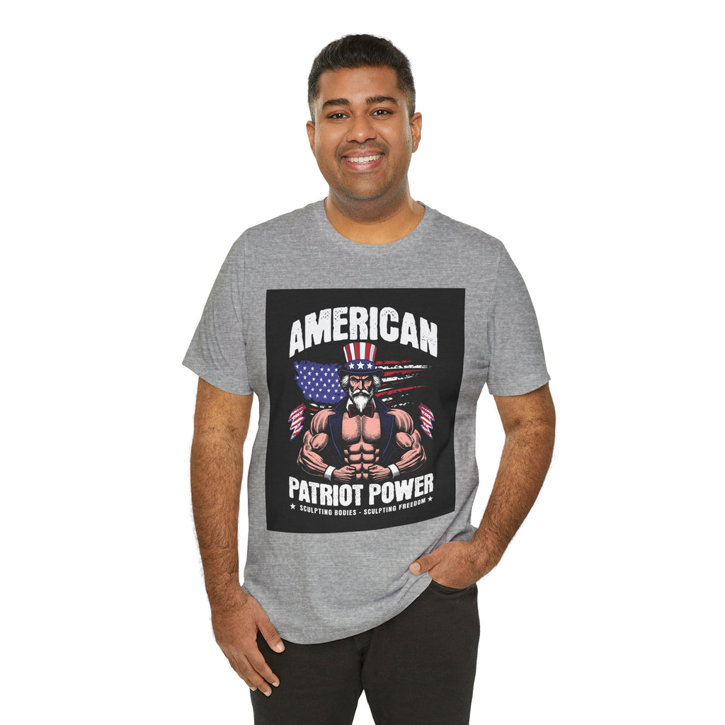 Patriot Power T-Shirt — American Flag Uncle Sam Muscle Graphic Tee