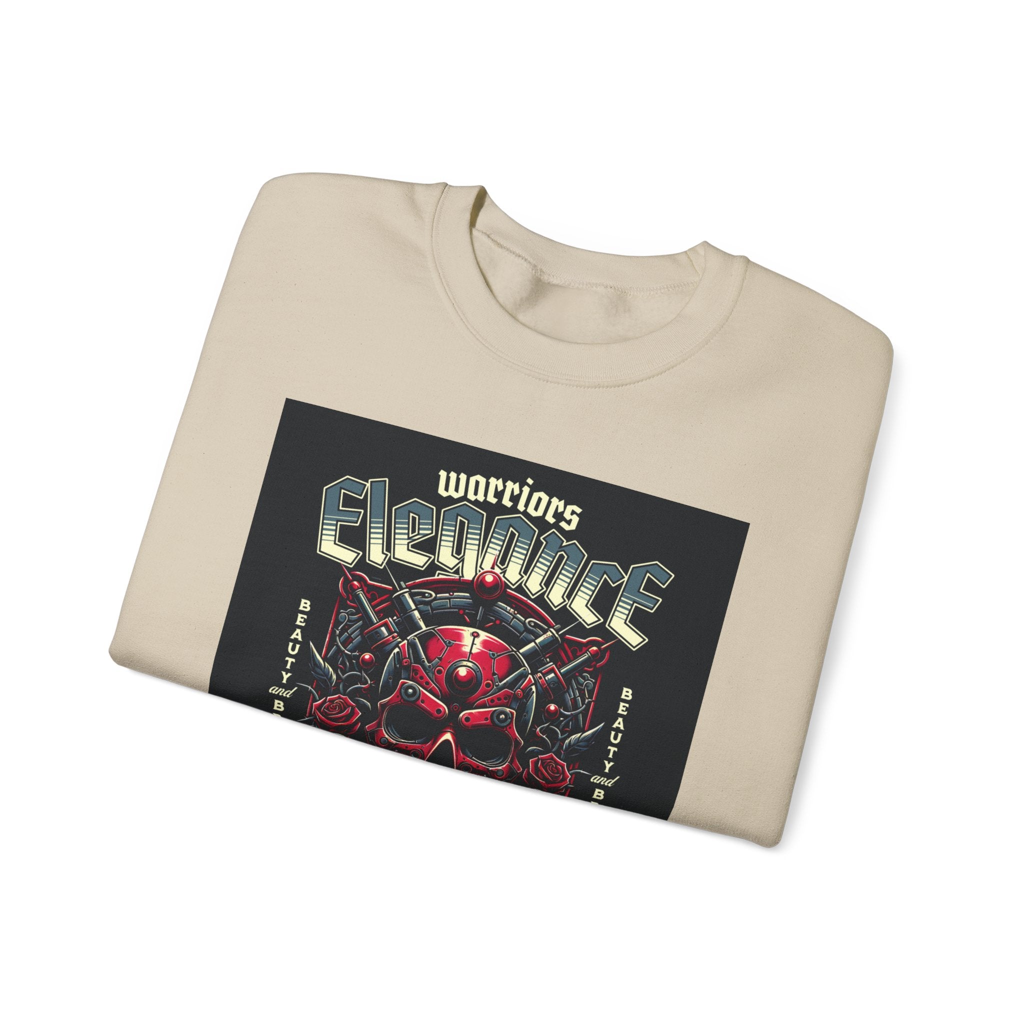 Crewneck Sweatshirt – "Warriors Electric" Skull & Roses Graphic