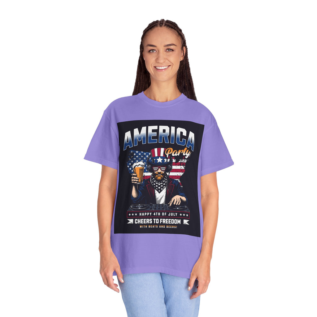 America Party T-Shirt — Cheers to Freedom 4th of July Patriotic Tee
