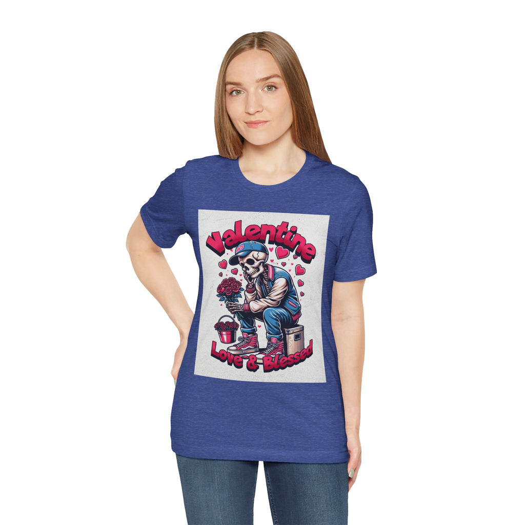 Valentine Skull T-Shirt – "Love & Blessed" Gothic Valentine Tee