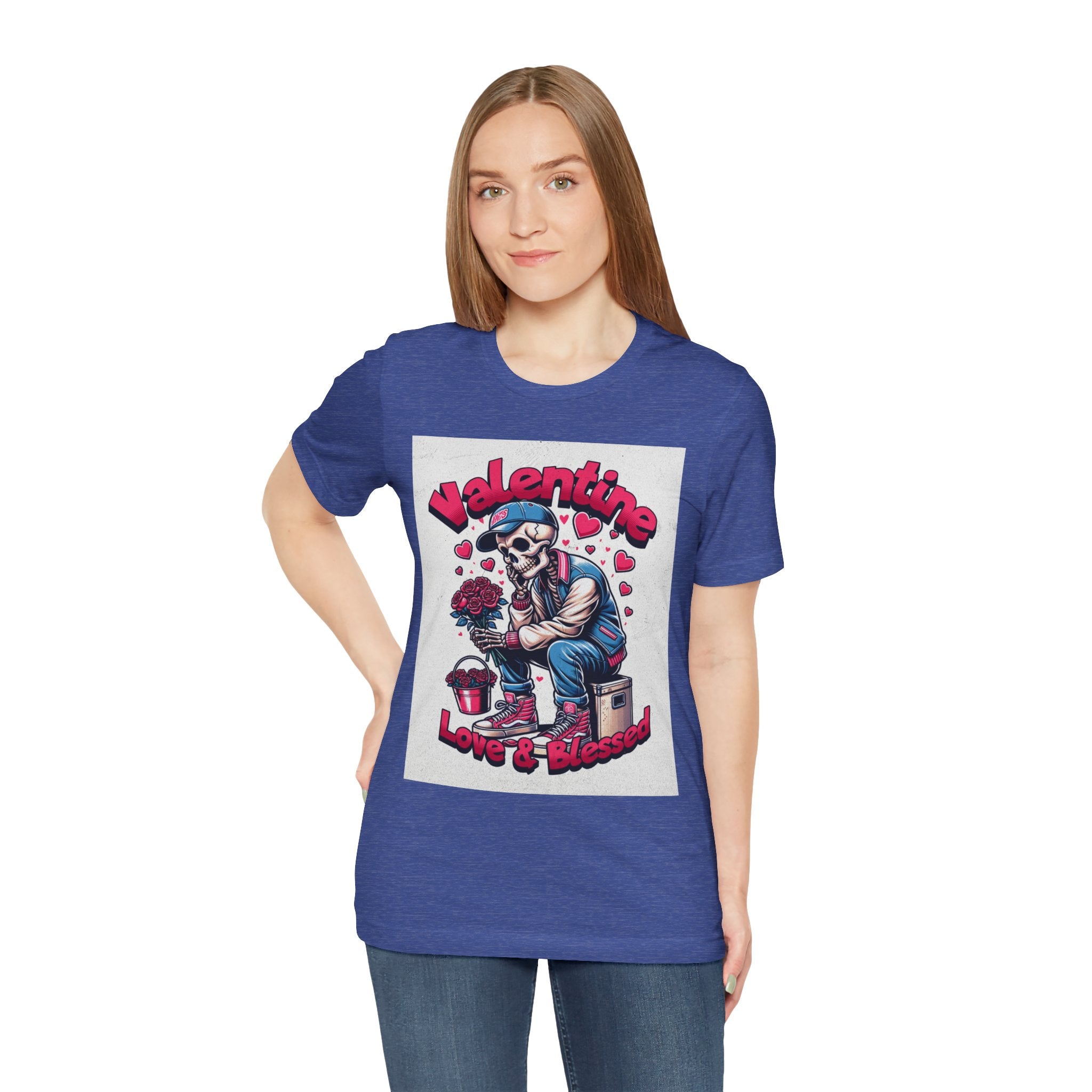 Valentine Skull T-Shirt – "Love & Blessed" Gothic Valentine Tee