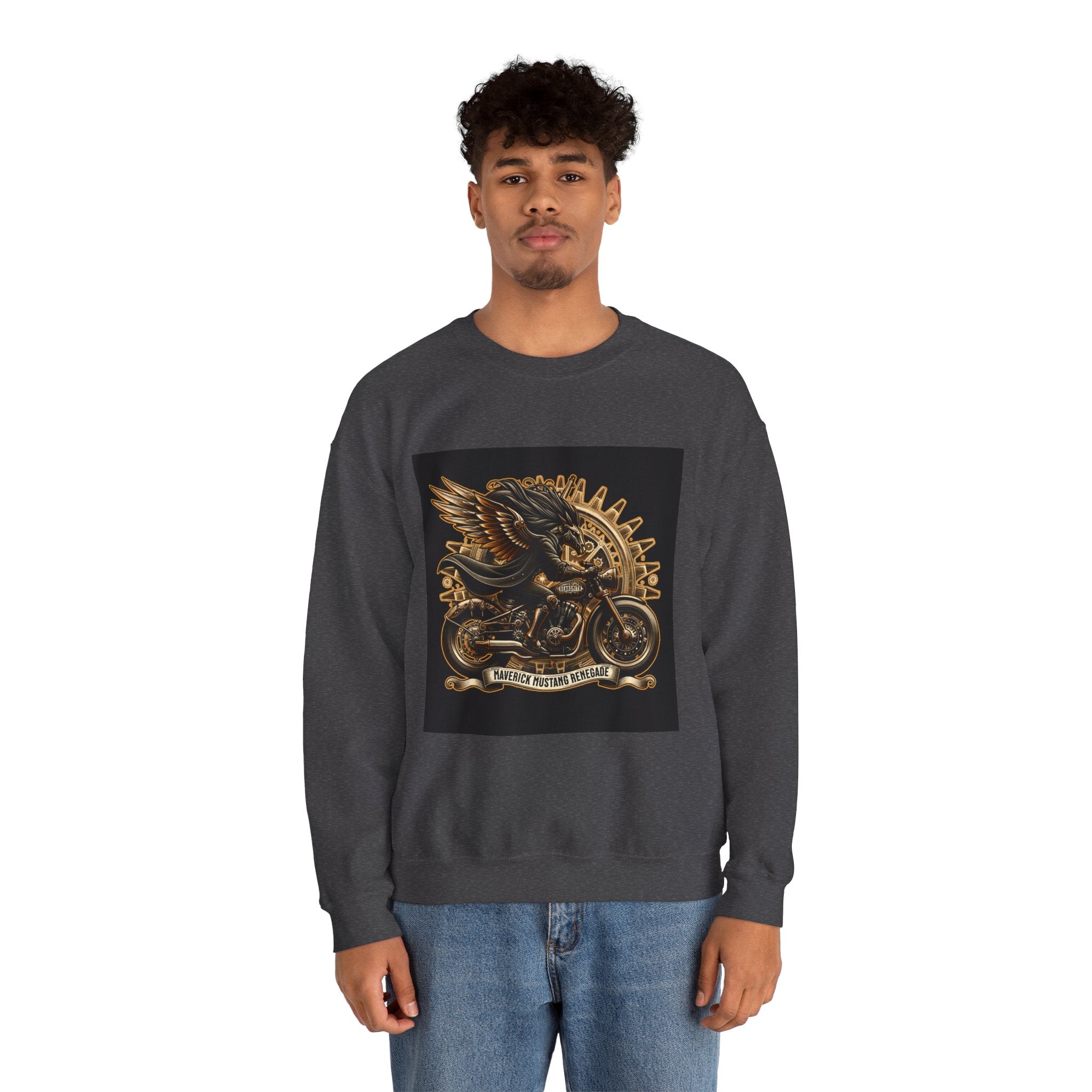 Motorcycle Eagle Crewneck Sweatshirt – "Liberty Rider" Vintage Biker Graphic