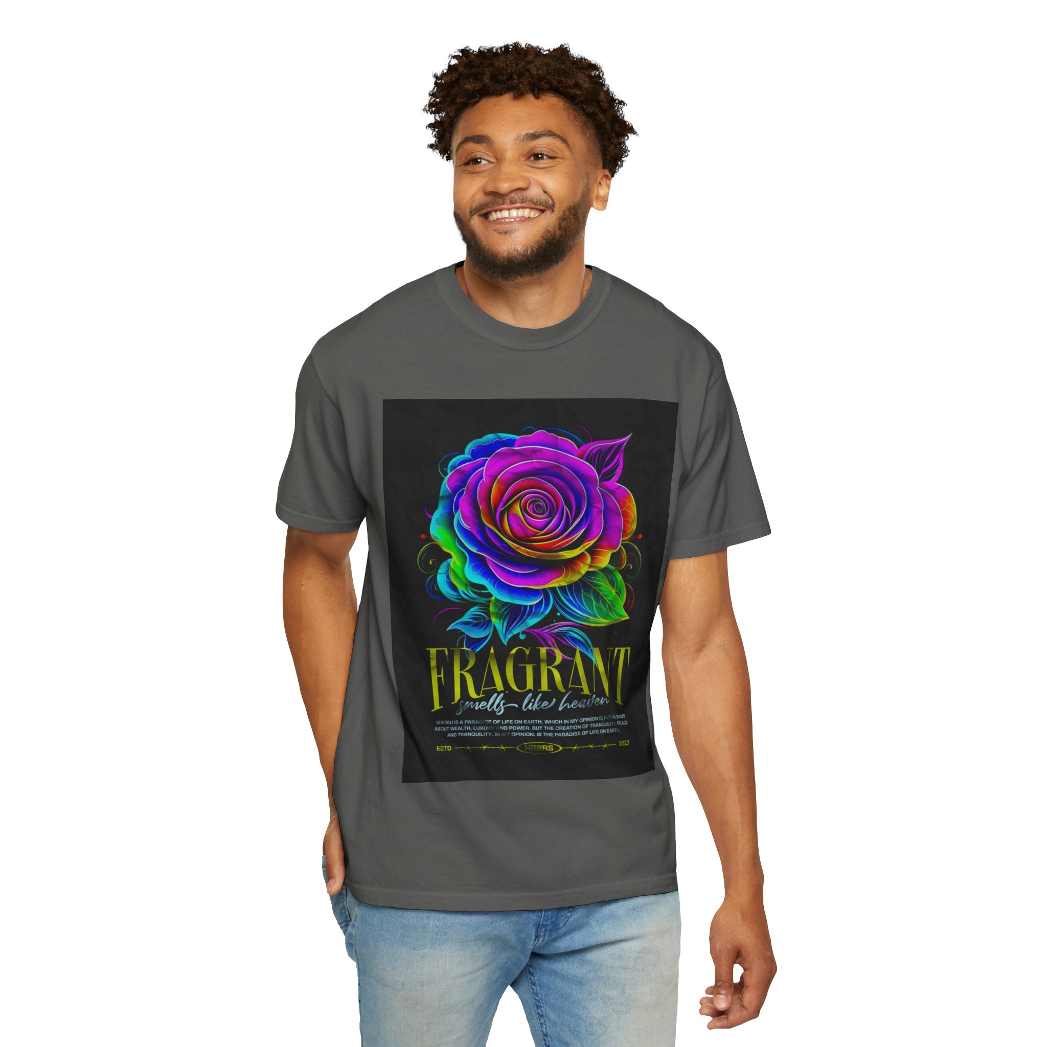 Fragrant Rainbow Rose T-Shirt — Vibrant Floral Graphic Tee