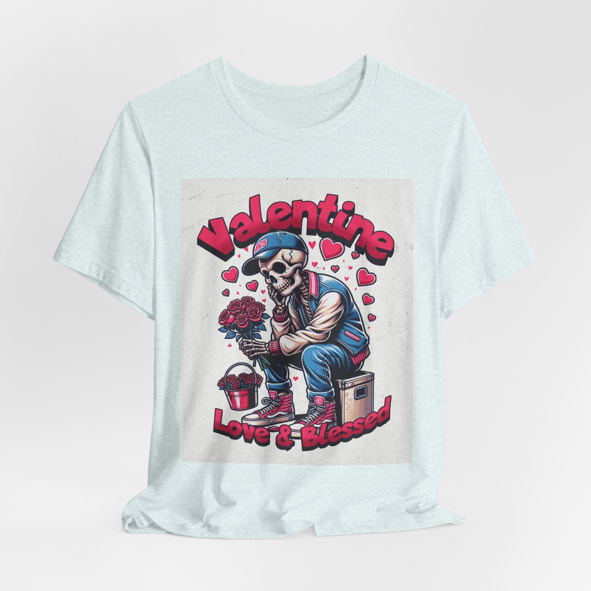 Valentine Skull T-Shirt – "Love & Blessed" Gothic Valentine Tee