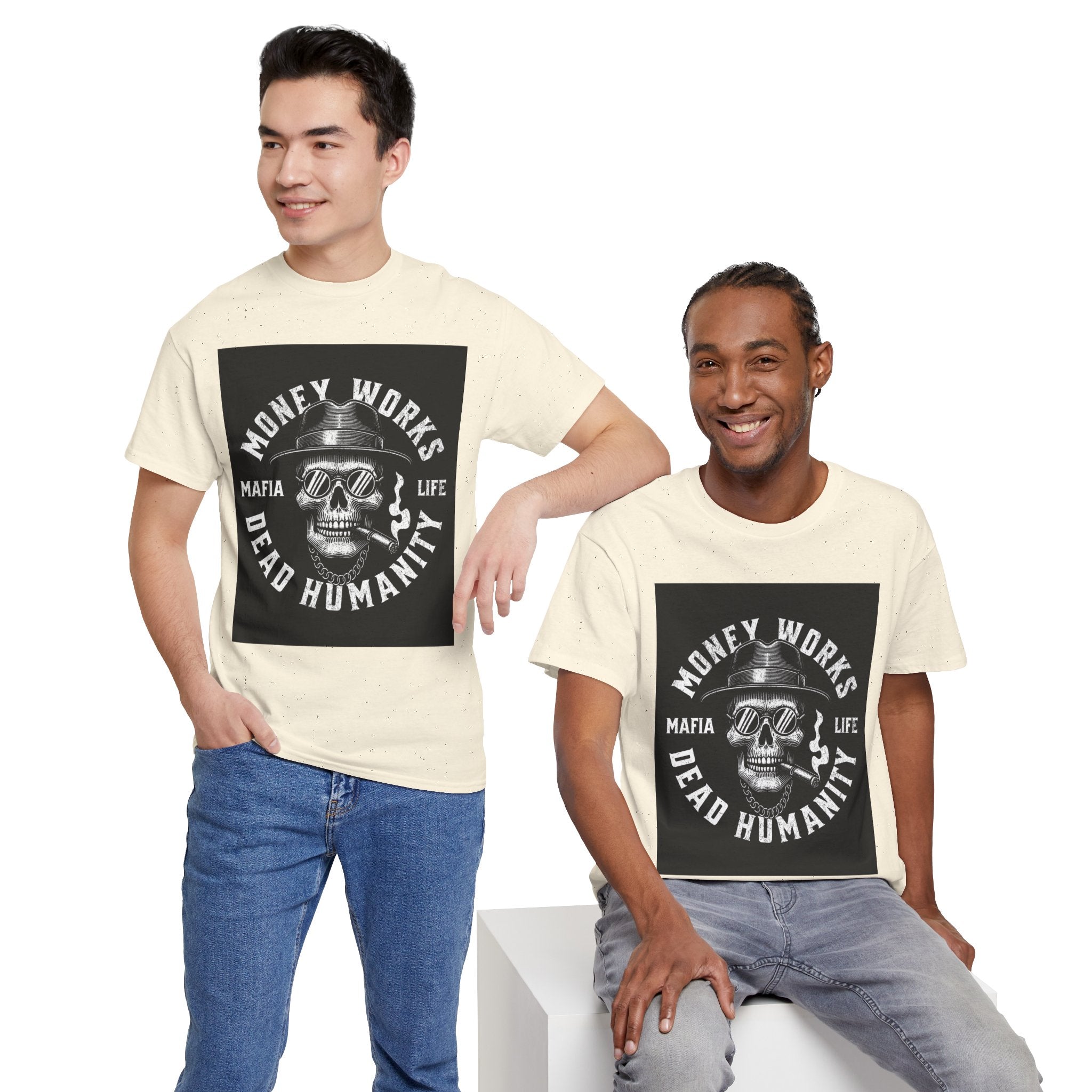 Money Works Dead Humanity Skull Tee