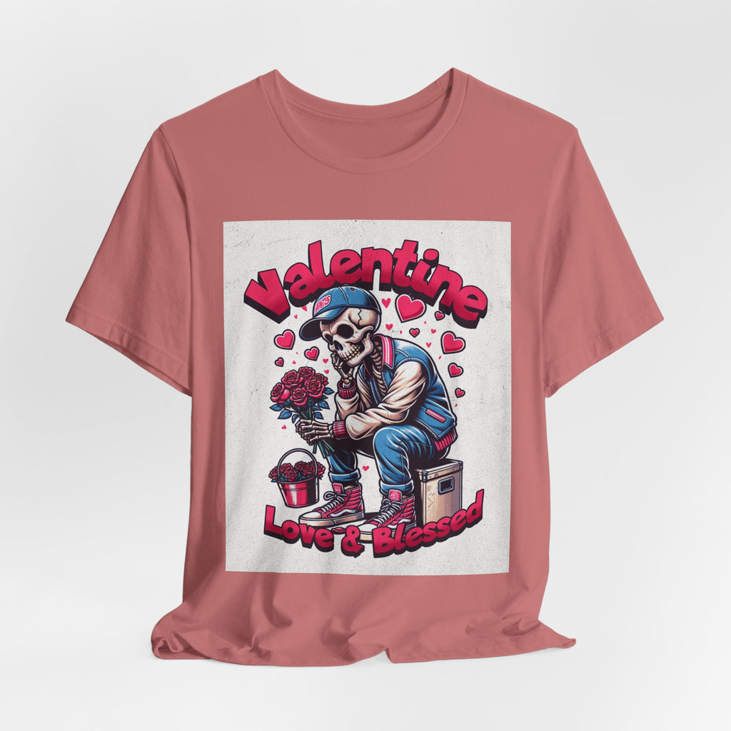 Valentine Skull T-Shirt – "Love & Blessed" Gothic Valentine Tee