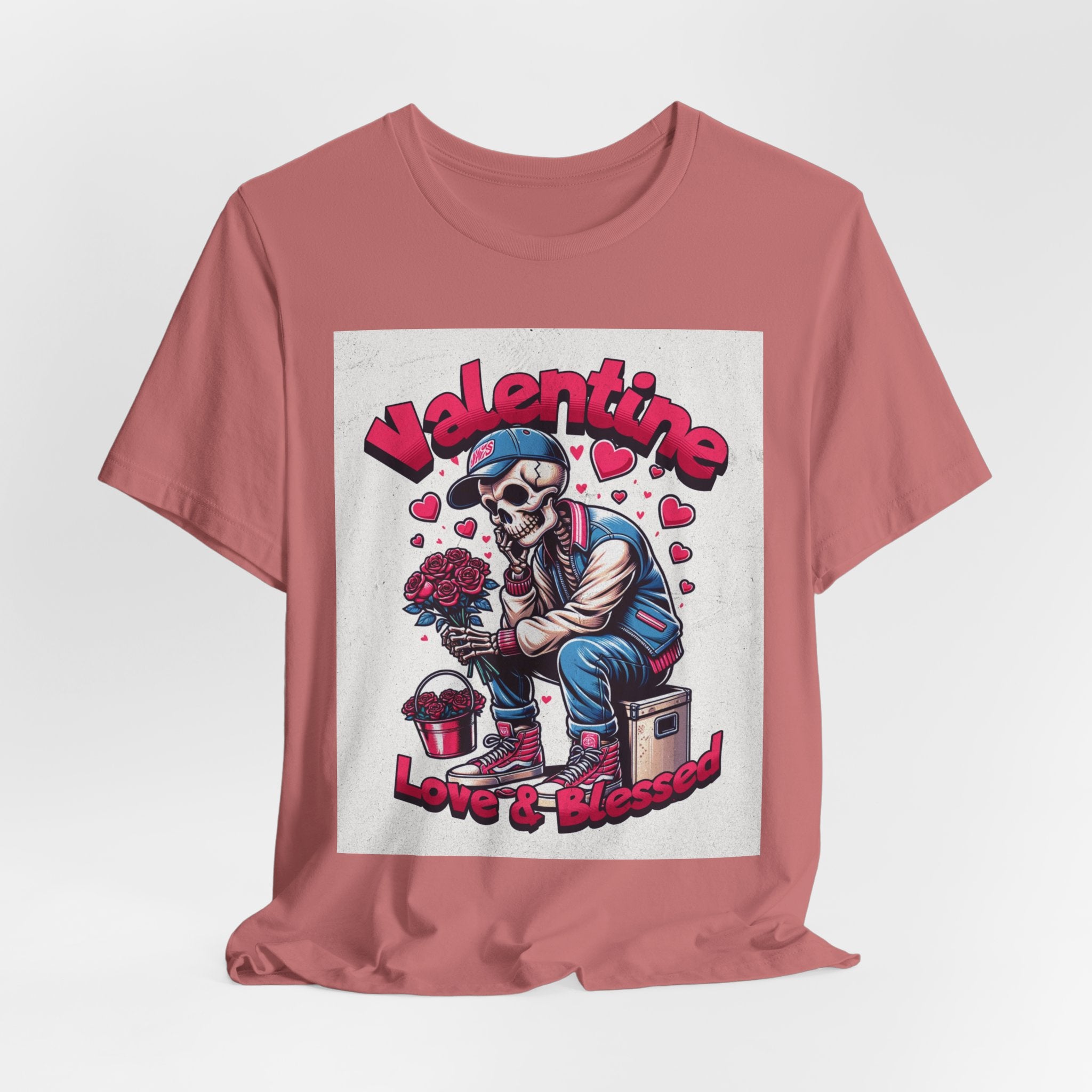 Valentine Skull T-Shirt – "Love & Blessed" Gothic Valentine Tee