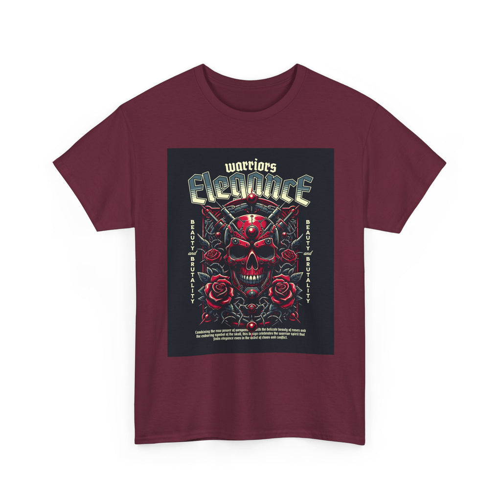 Warriors Electric Skull T‑Shirt — Red Skull & Roses Rock Graphic Tee