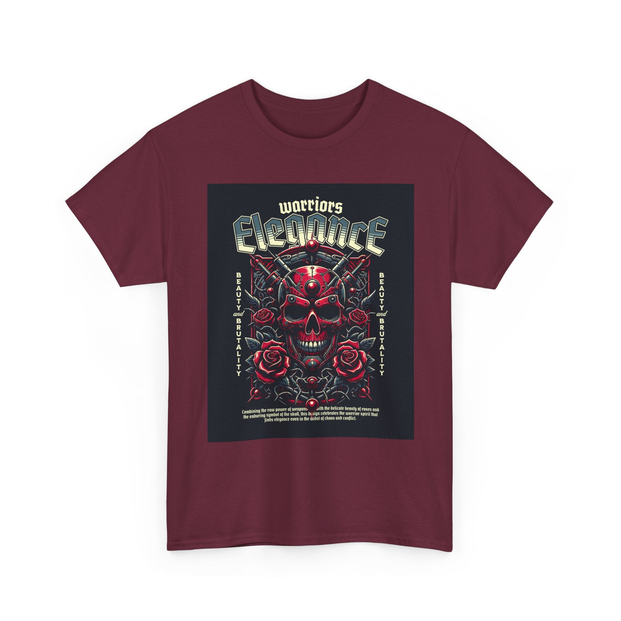Warriors Electric Skull T‑Shirt — Red Skull & Roses Rock Graphic Tee