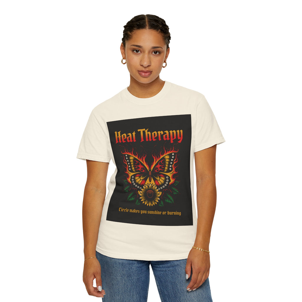 Heat Therapy Butterfly T-Shirt — Retro Floral Sunflower Design